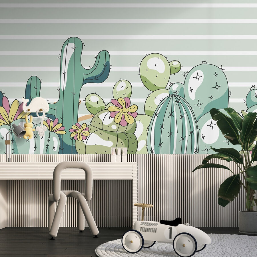 Group of cactuses with flowers