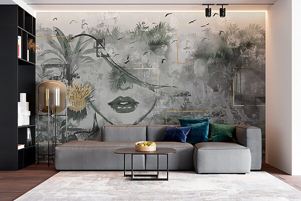 Painting of a woman’s face and plants Painting of a woman’s face and plants