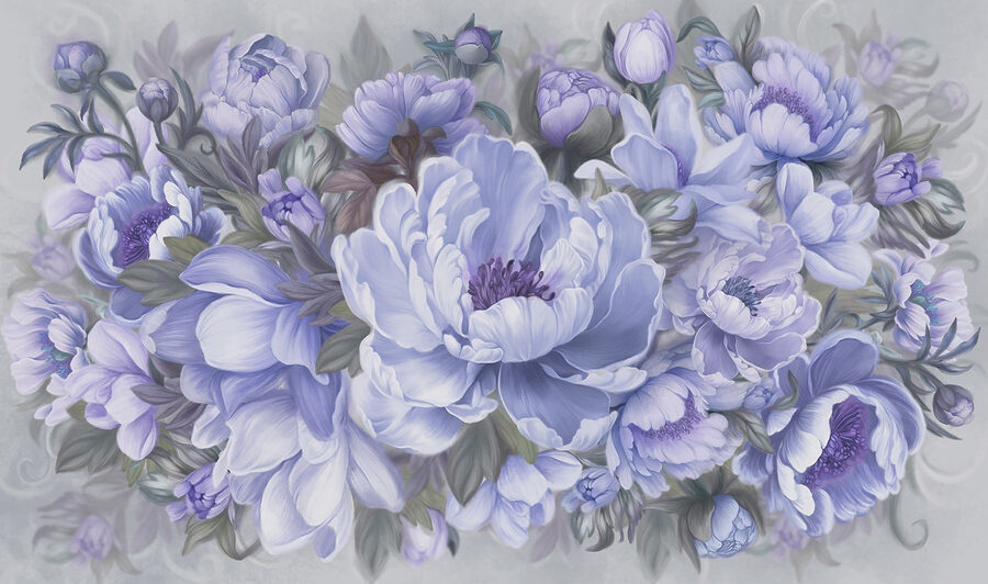 Painting of flowers and leaves