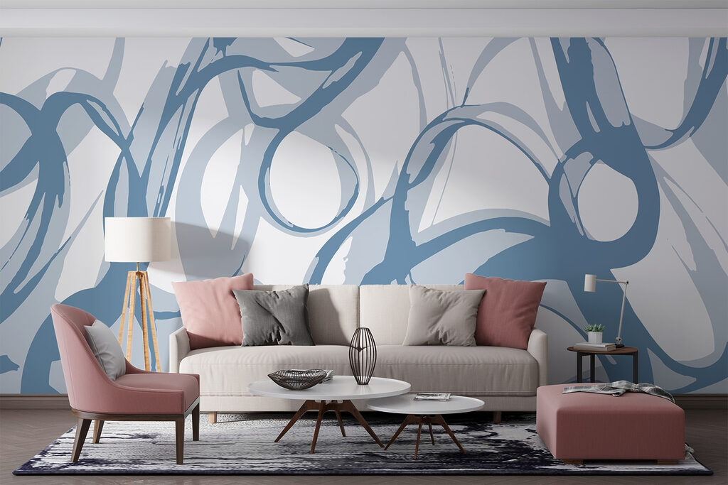 Blue and white swirls