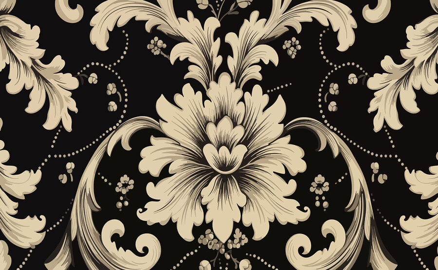 Intricate floral pattern on dark background Intricate floral pattern on dark background