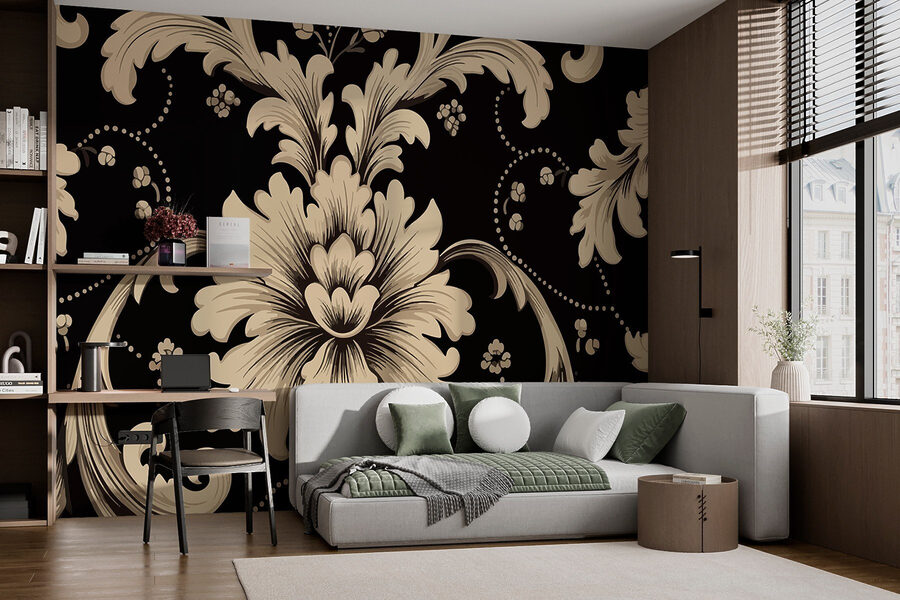 Intricate floral pattern on dark background Intricate floral pattern on dark background