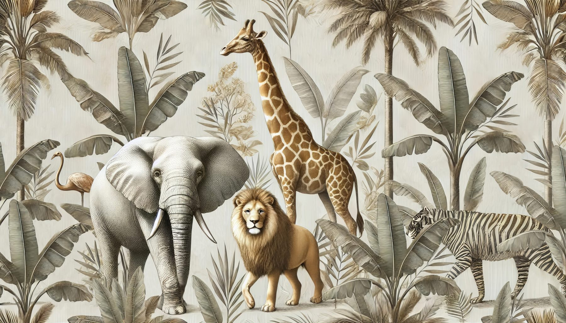Wallpaper with animals and plants Wallpaper with animals and plants