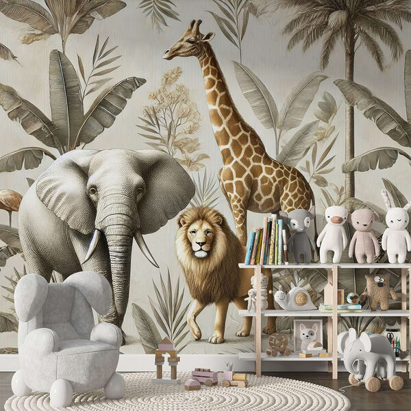 Wallpaper with animals and plants Wallpaper with animals and plants