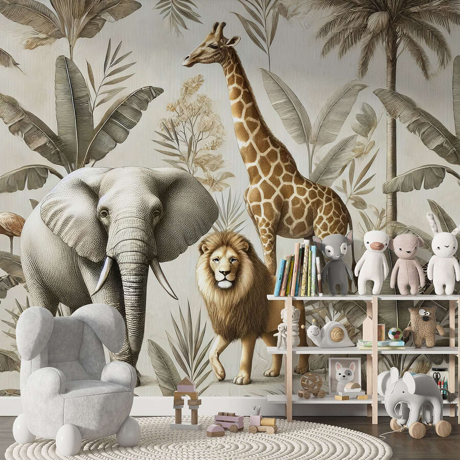 Wallpaper with animals and plants Wallpaper with animals and plants