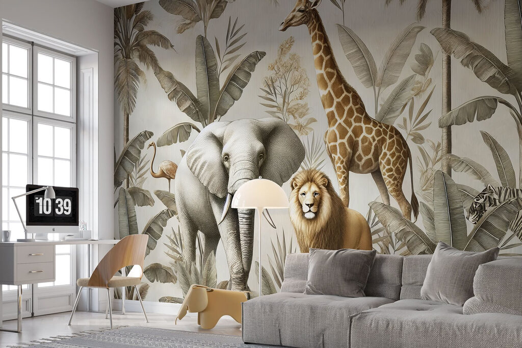 Wallpaper with animals and plants Wallpaper with animals and plants