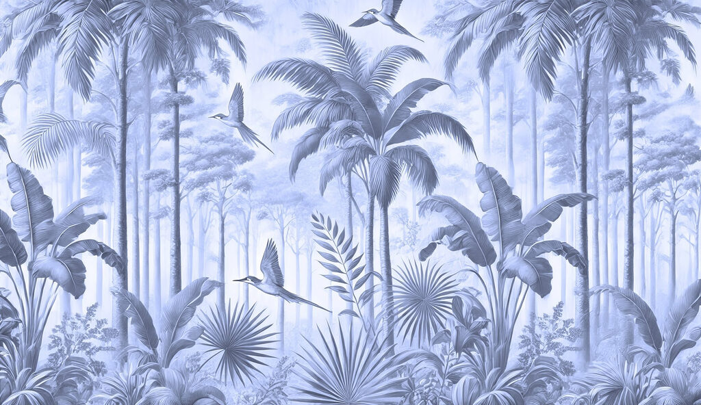 Wallpaper with birds flying in the forest Wallpaper with birds flying in the forest