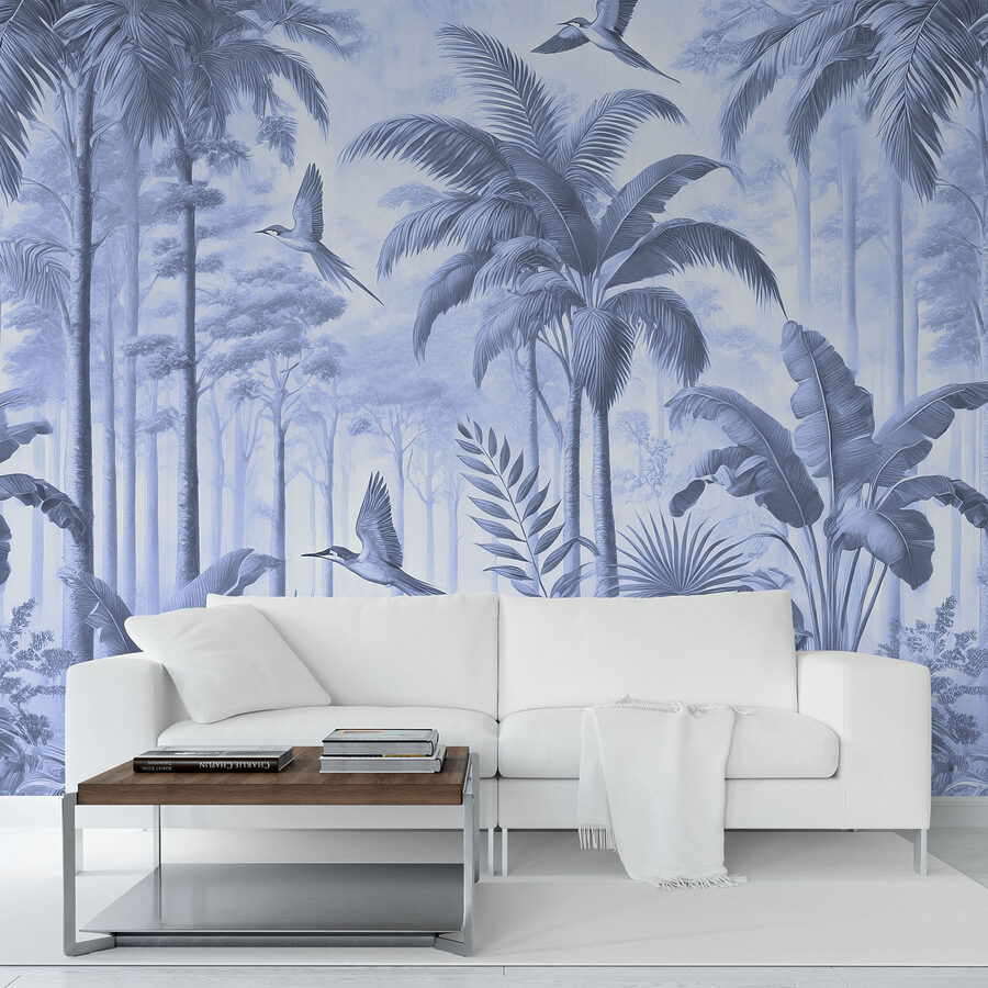Wallpaper with birds flying in the forest Wallpaper with birds flying in the forest