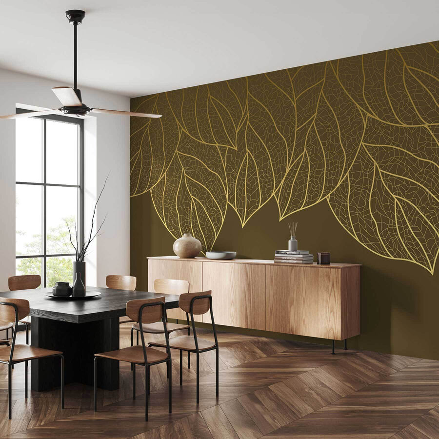 Wall murals Elegant leaf patterns on a muted background - Image 3
