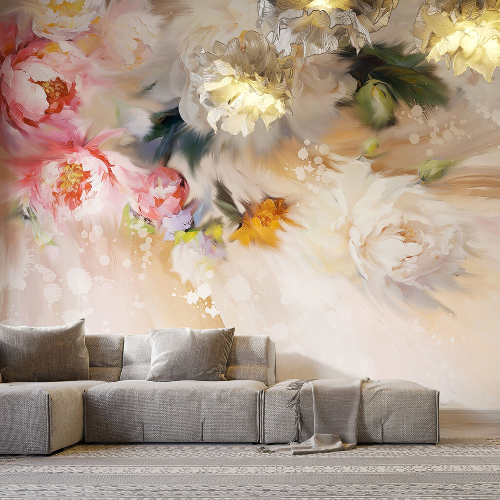 Painting of flowers on a white background