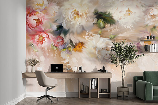 Painting of flowers on a white background Painting of flowers on a white background