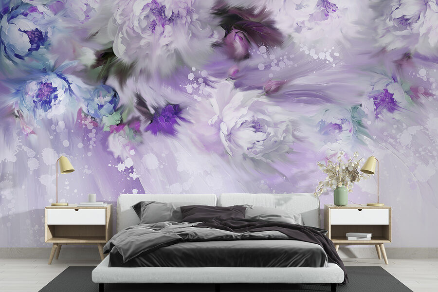 Painting of flowers and feathers Painting of flowers and feathers