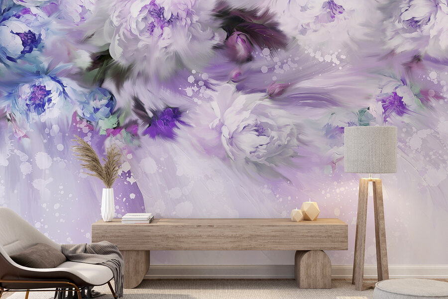 Painting of flowers and feathers Painting of flowers and feathers