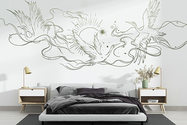 Drawing of birds and sun Drawing of birds and sun