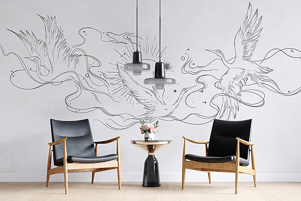 Drawing of birds and sun Drawing of birds and sun