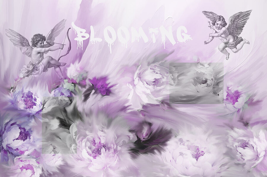 Painting of angels and flowers
