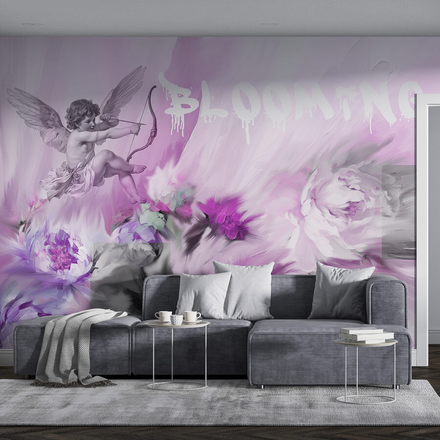 Painting of angels and flowers