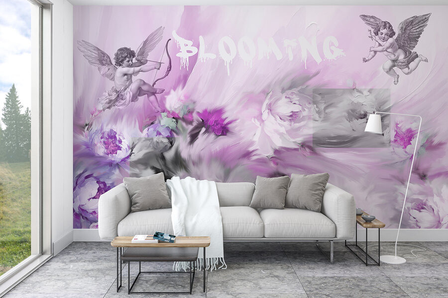 Painting of angels and flowers