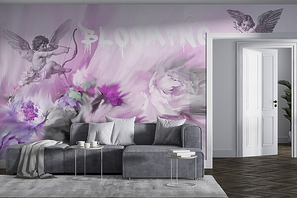 Painting of angels and flowers Painting of angels and flowers