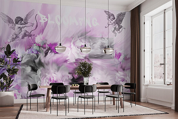 Painting of angels and flowers Painting of angels and flowers