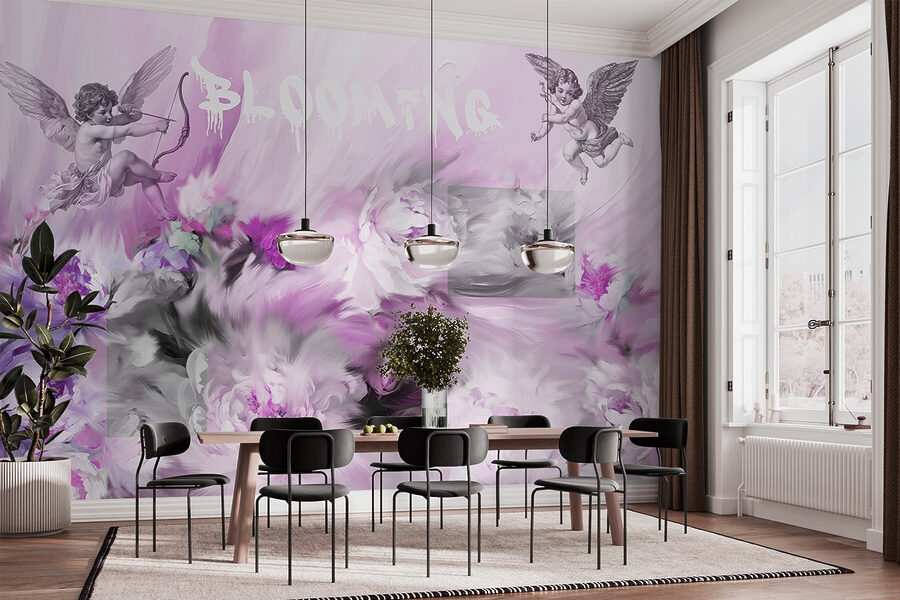 Painting of angels and flowers