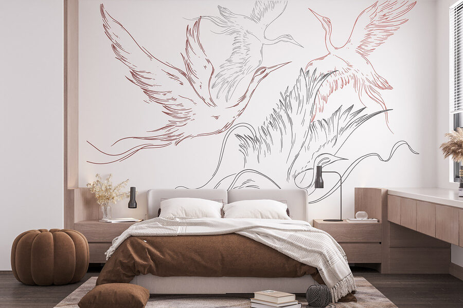 Drawing of birds flying Drawing of birds flying