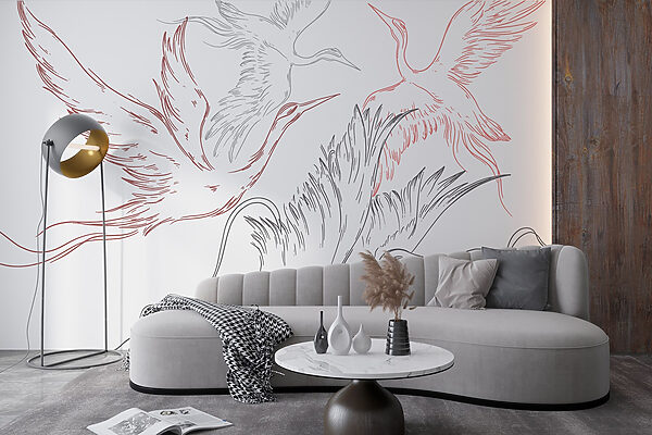 Drawing of birds flying Drawing of birds flying