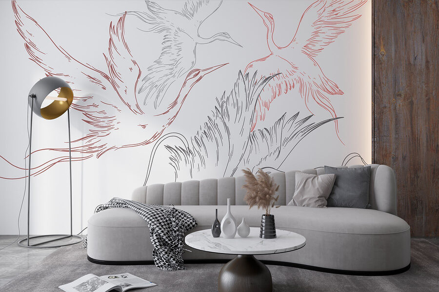 Drawing of birds flying Drawing of birds flying