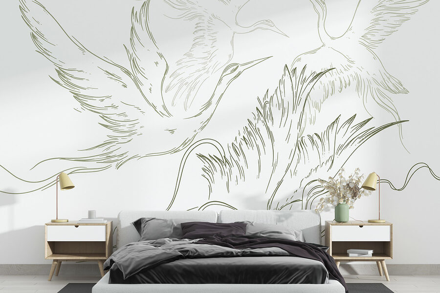 Drawing of birds flying Drawing of birds flying
