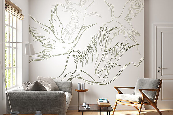 Drawing of birds flying Drawing of birds flying