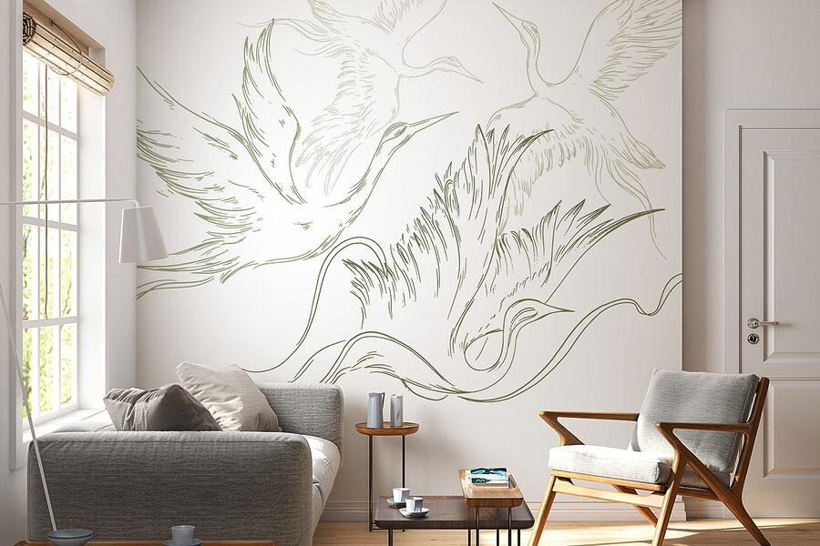 Drawing of birds flying Drawing of birds flying