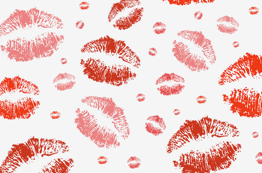 Group of red lipstick prints