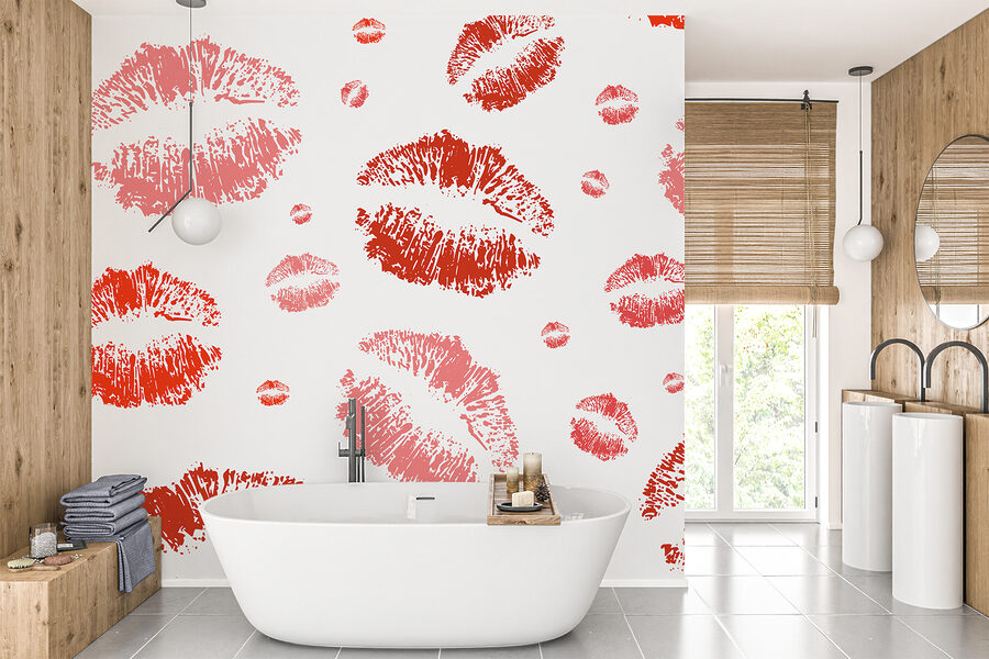 Group of red lipstick prints