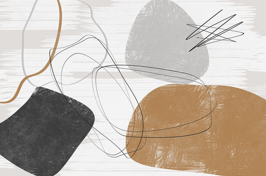 Art piece with different shapes and colors
