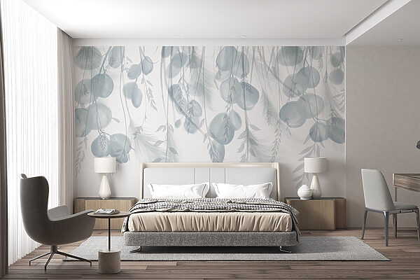 White and gray background with feathers and flowers White and gray background with feathers and flowers