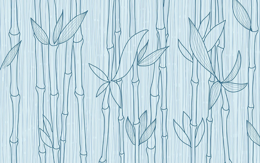 Blue line drawing of bamboo Blue line drawing of bamboo