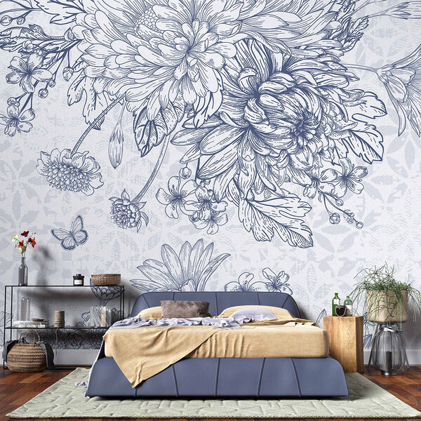 Floral illustration with delicate butterflies Floral illustration with delicate butterflies