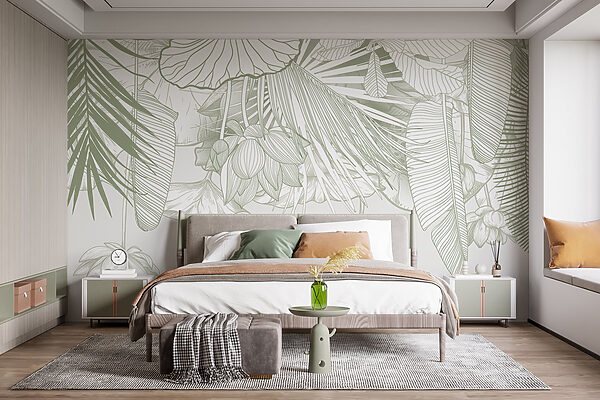 Delicate line art of tropical flora Delicate line art of tropical flora