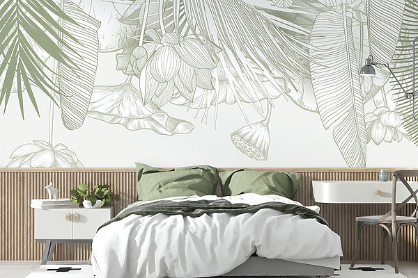 Delicate line art of tropical flora Delicate line art of tropical flora