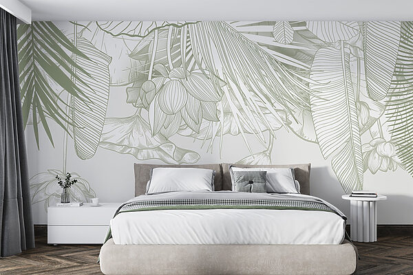 Delicate line art of tropical flora Delicate line art of tropical flora
