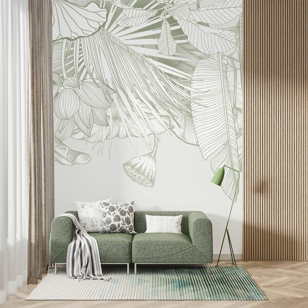 Delicate line art of tropical flora Delicate line art of tropical flora