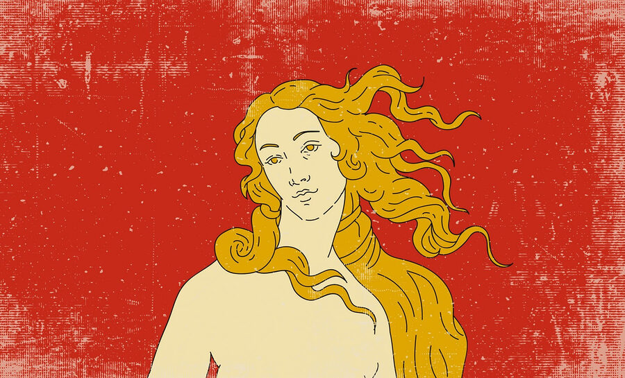 Drawing of a man with long hair