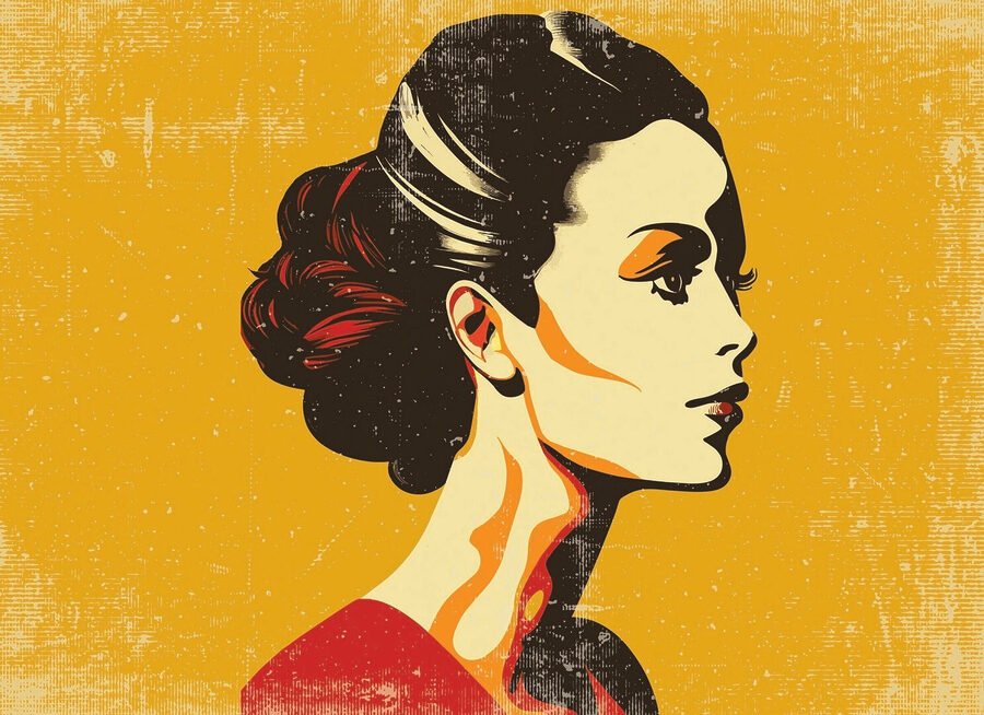 Woman with a hair bun