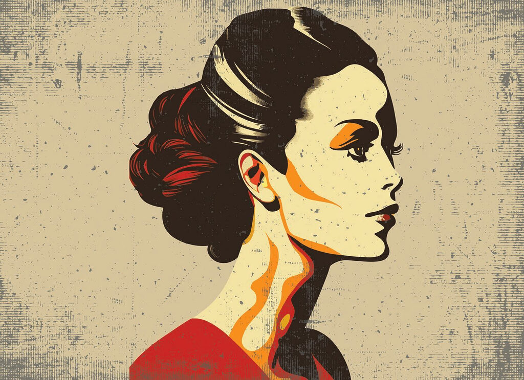 Woman with a hair bun Woman with a hair bun