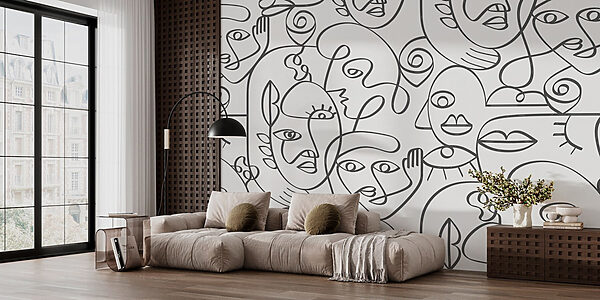 Pattern of black and white faces Pattern of black and white faces