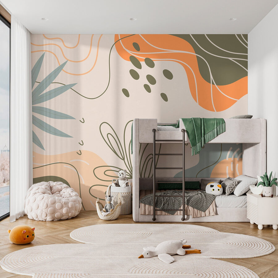 Colorful pattern with leaves and shapes Colorful pattern with leaves and shapes
