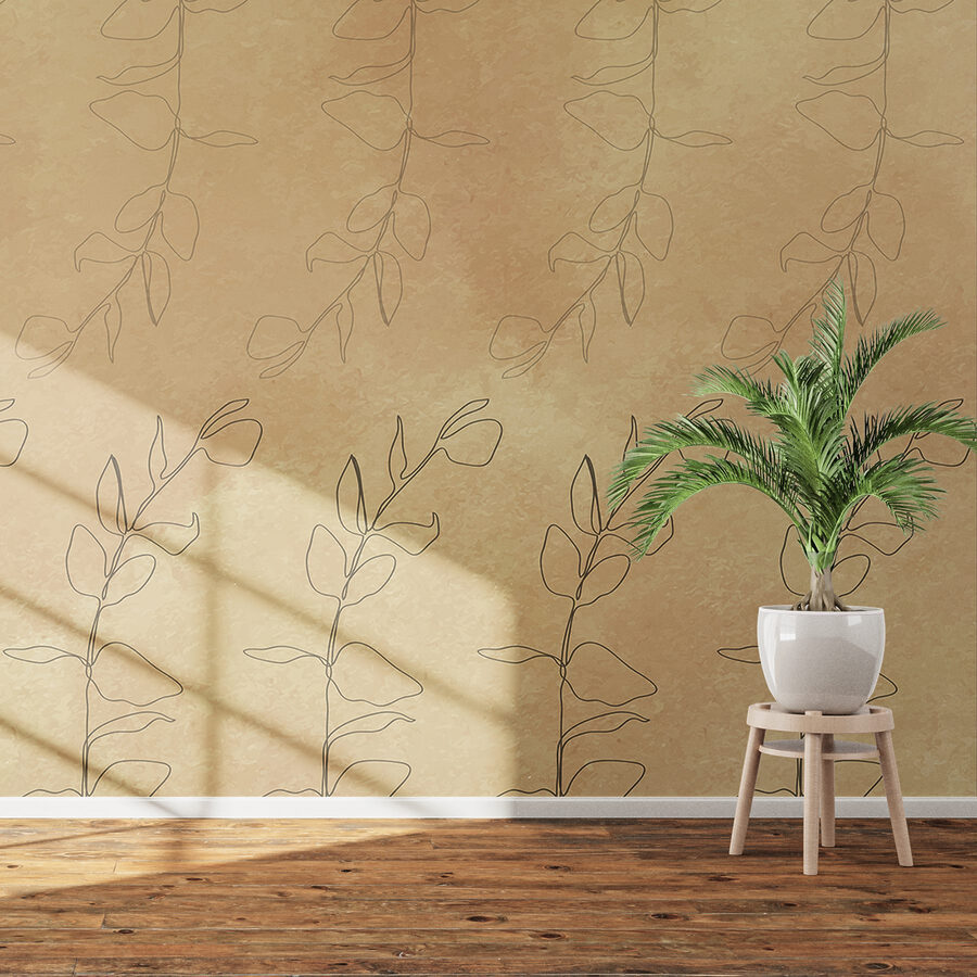 Pattern of leaves on a brown surface