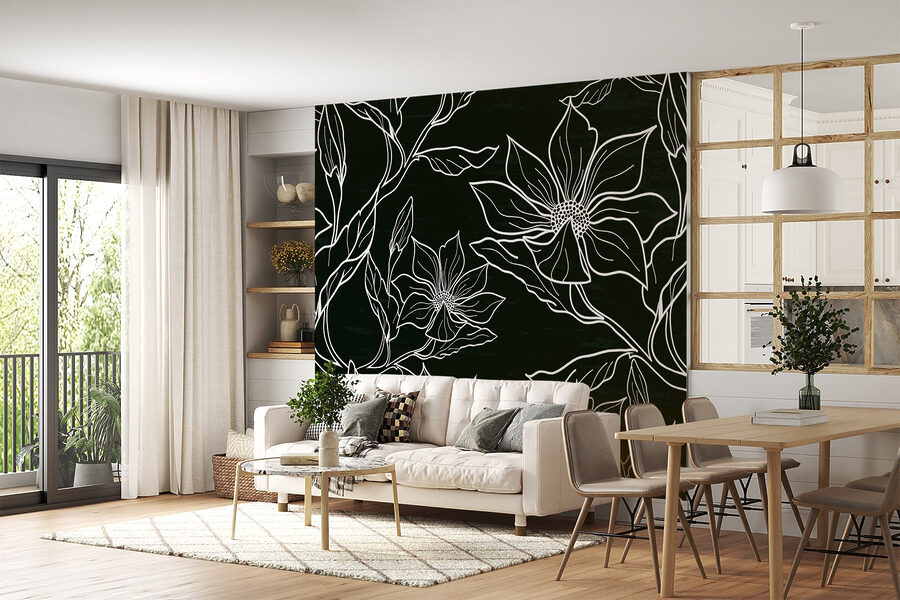 Black and white floral pattern