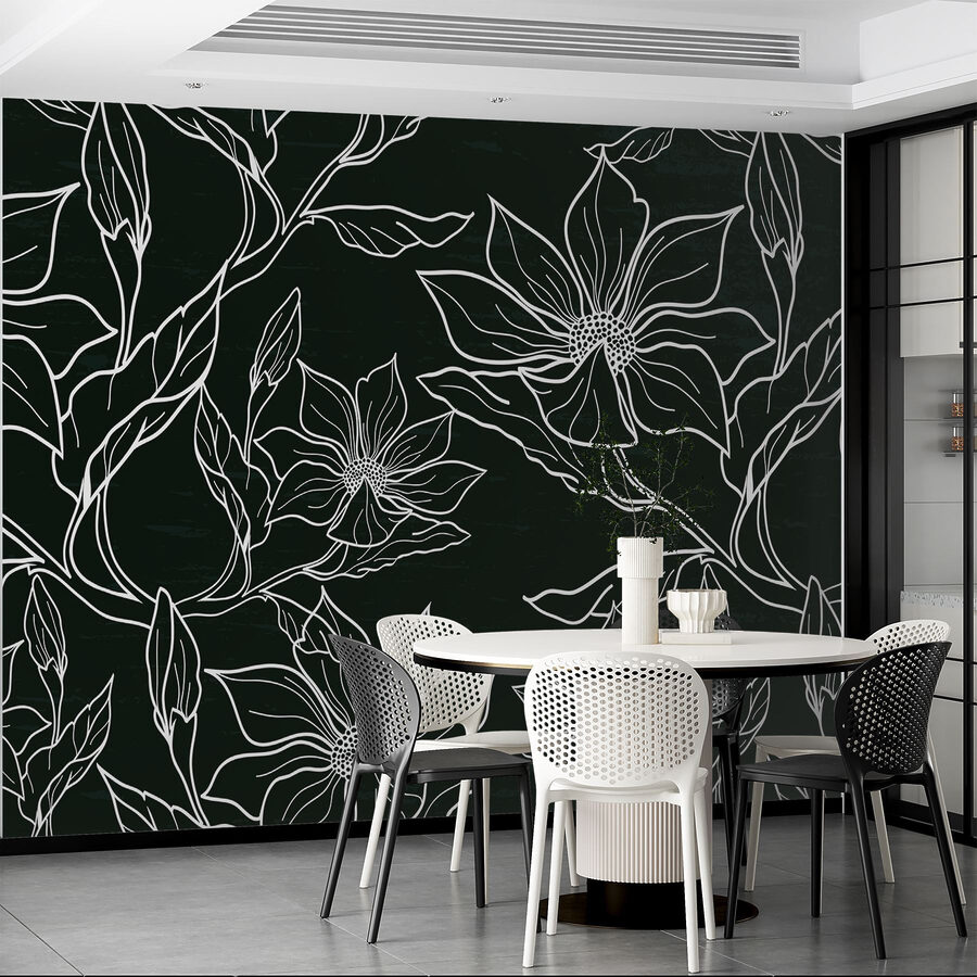 Black and white floral pattern
