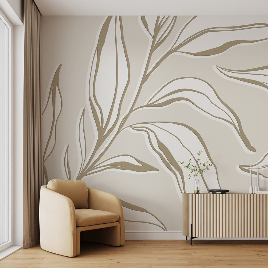Wall murals Delicate leaves on a muted background - Image 2